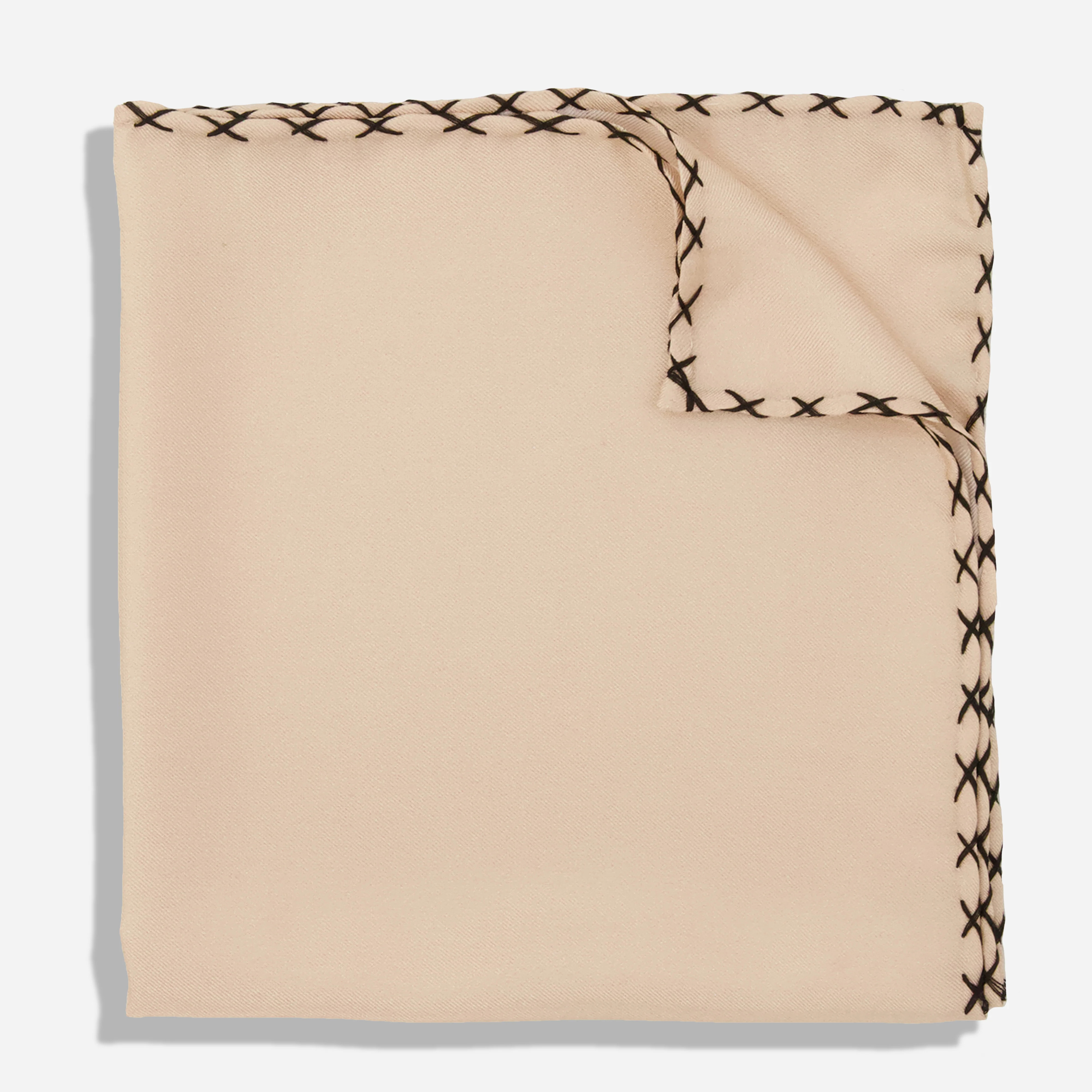 Cross Stitched Ivory Pocket Square | Silk Pocket Squares | Tie Bar | The Tie Bar