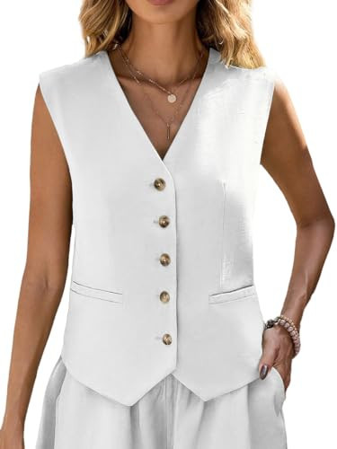 Summer Linen Tops For Women 2025 Summer Blazer Vest Jacket Sleeveless Lightweight Fashion Cotton Trendy Clothes Outfits Womens Business Casual Cute Work Womens Blazers Women's Vests Suits Jackets Suit | Amazon (US)