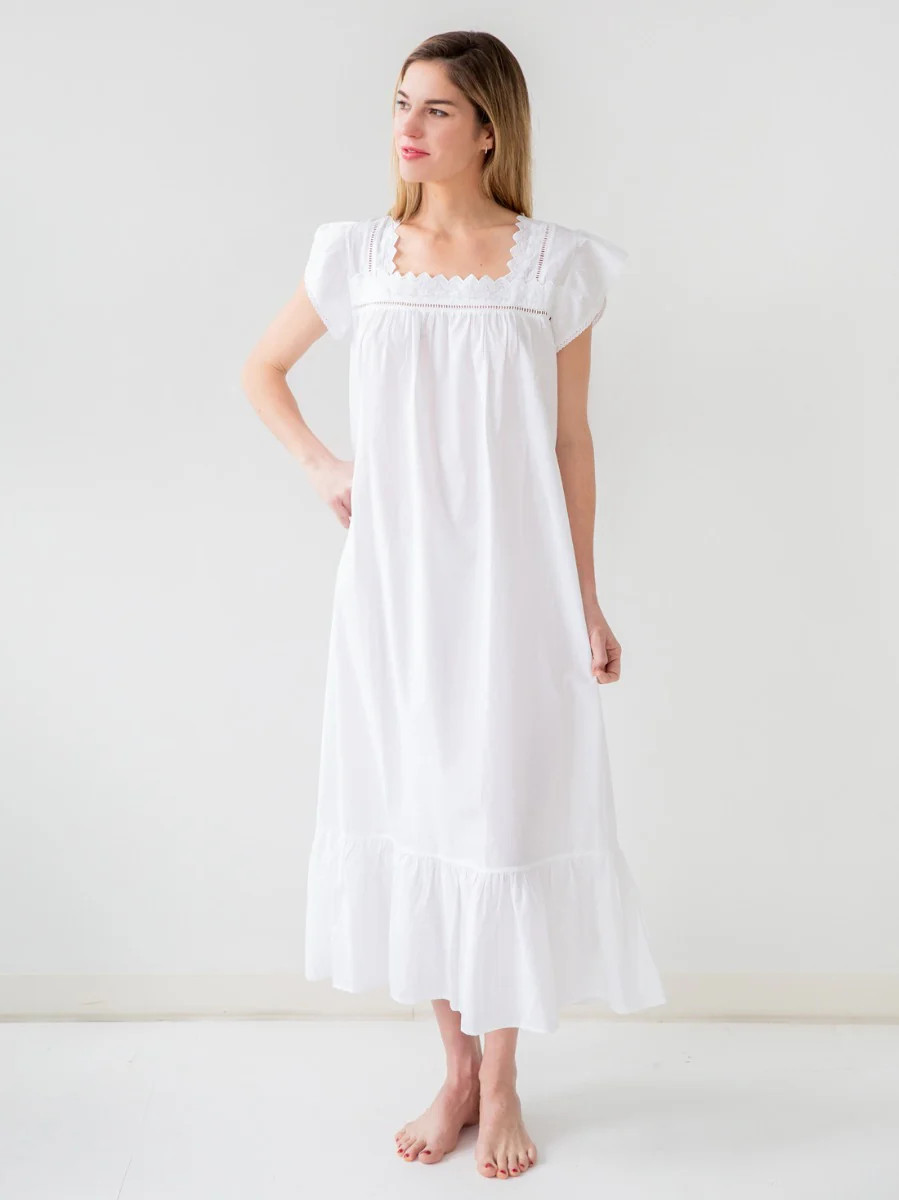 Genevieve Ladies White Cotton Nightgown - Jacaranda Living | Jacaranda Living