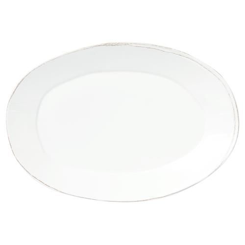 Vietri Lastra Coastal White Melamine Oval Platter | Kathy Kuo Home