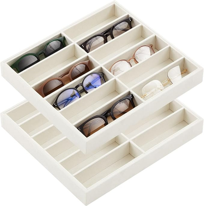 2 Pcs Sunglass Organizer Trays Glasses Stackable Jewelry Trays Sunglass Organizer Display Box (12... | Amazon (US)