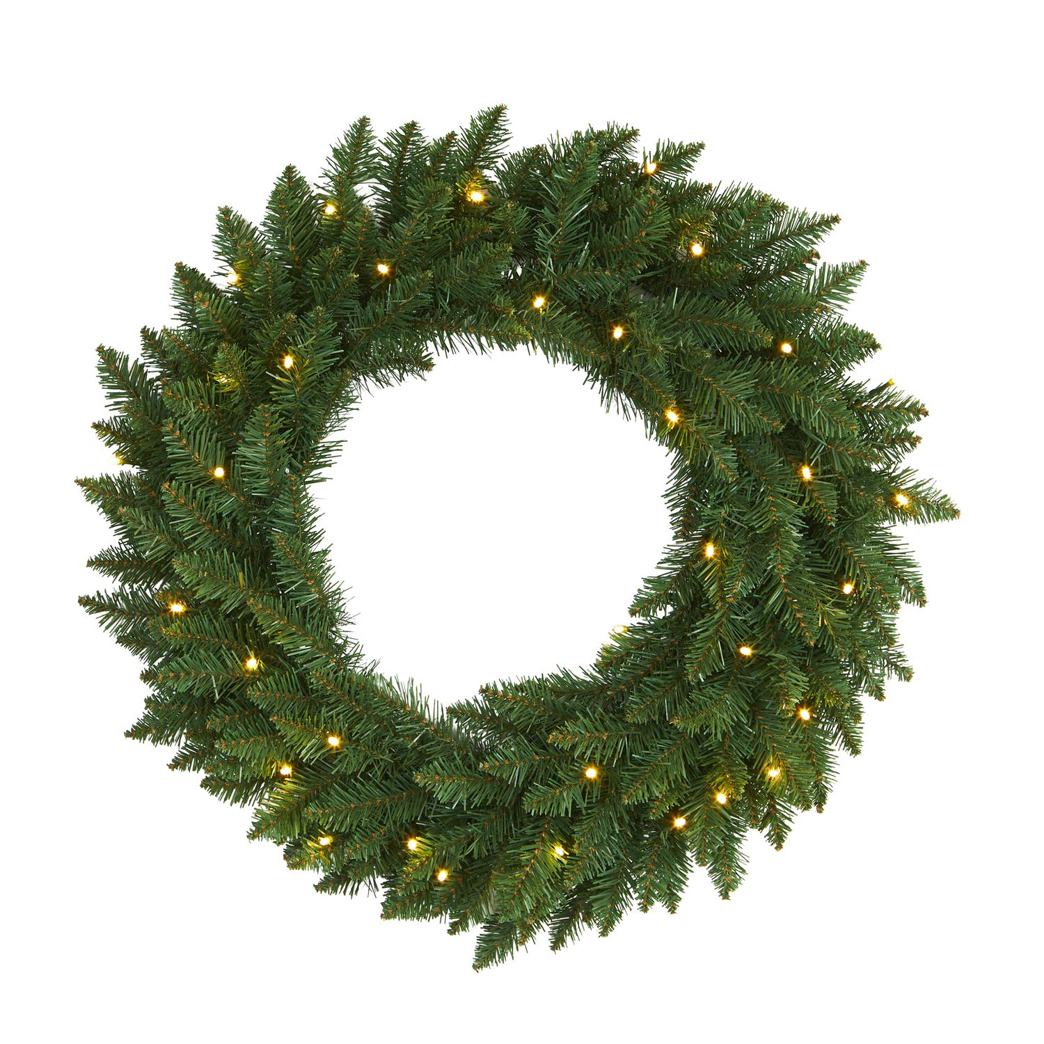 Nearly Natural 24in. Green Pine Artificial Christmas Wreath with 35 Clear LED Lights | Walmart (US)