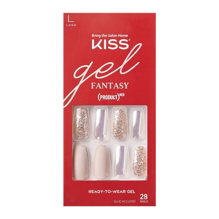 KISS Gel Fantasy Ready-to-Wear Fake Nails, Red 'Give', 28 Count | Walmart (US)