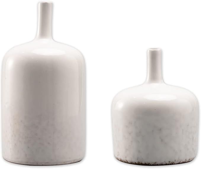 Amazon.com: Flower Vases Modern Home Decorations - Set of 2 Ceramic Vase White Home Décor Table ... | Amazon (US)