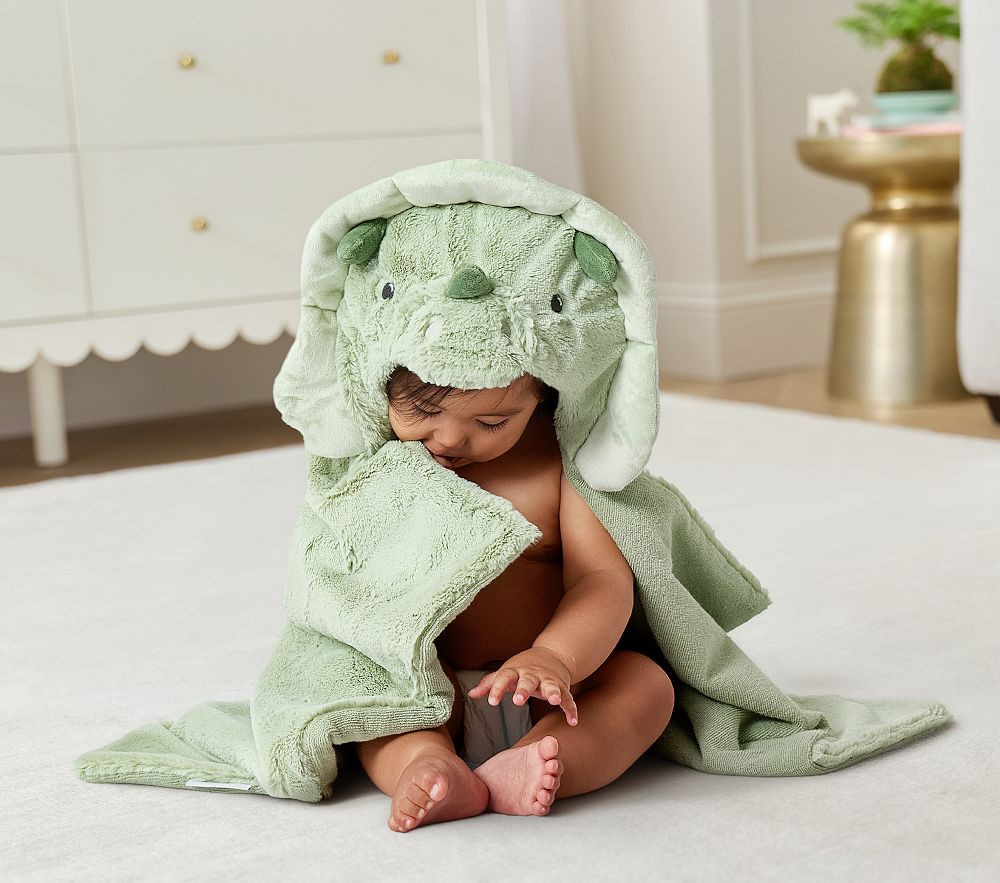 Dino Faux Fur Baby Hooded Towel | Pottery Barn Kids