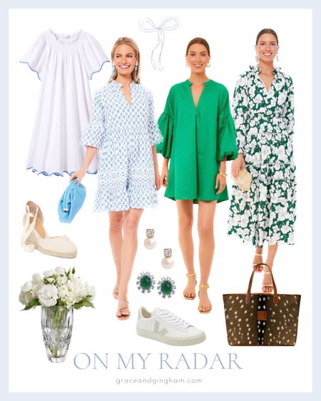Things that are currently on my radar! Spring dresses, statement stud earrings, crystal vase, espadrille wedges, and a Barrington tote!

classic style // preppy style // lake pajamas // vacation style // summer dress // mini dress

#LTKSeasonal #LTKstyletip