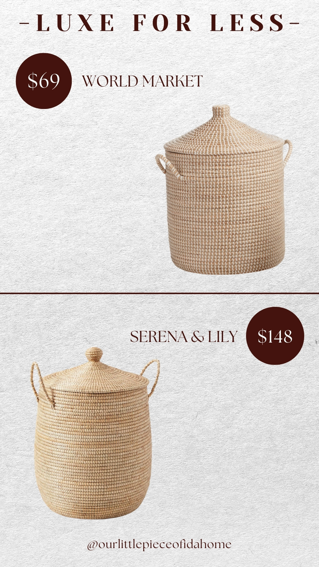 Love finding pieces that give the same look for less. This woven lidded basket has that warm, handcrafted feel I love, and it works beautifully for storage while still looking intentional out in the open.

The shape, texture, and neutral tone feel just as elevated, but at a much lower price. A good reminder that you don’t always need the higher price tag to get the look you want. Linked here so you can compare both. 

 #LTKU #LTKHome