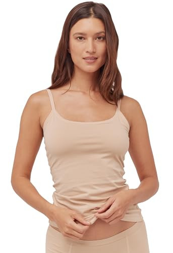 Pact Women's Cotton Camisole Tank Top with Built-in Shelf Bra, Almond, Small | Amazon (US)