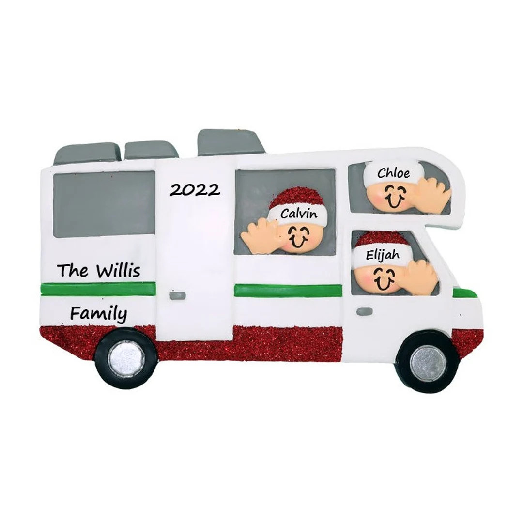 Personalized RV Camper Ornament / Family Of 3 Christmas Ornament / Camper Christmas Ornament / Mo... | Etsy (US)