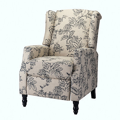 Jacquard Upholstered Recliner Accent Chair, Blue/Tan, 27L x 34.84W 43H | Kirkland's Home | Kirklands