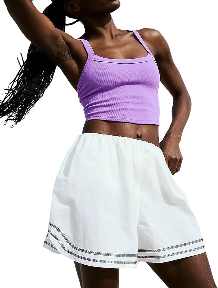 SKIKYAN Women Casual Athletic Workout Shorts Quick Dry Lightweight Loose Wide Leg Running Shorts ... | Amazon (US)