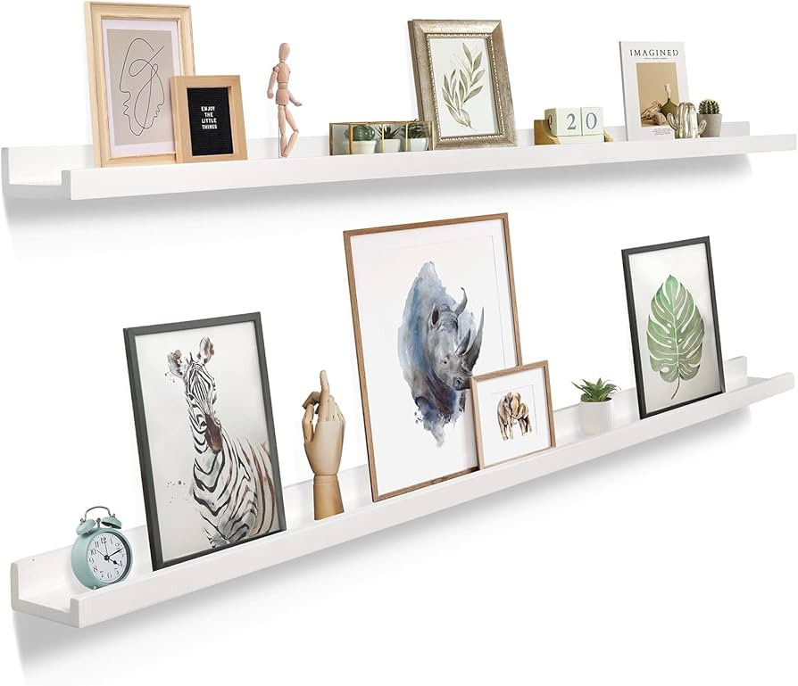 Picture Ledge Shelf for Wall [White, 60 Inch, 2 Pack] Narrow Floating Photo and Picture Shelves. ... | Amazon (US)