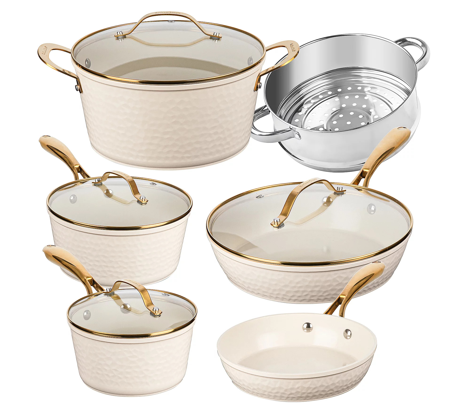 Gotham Steel 10-Piece Hammered Nonstick Ceramic Cookware Set | QVC