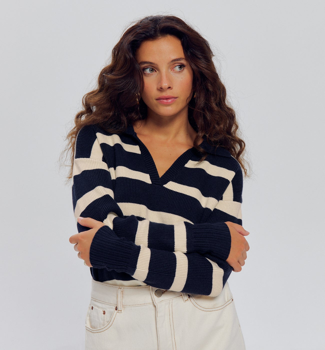 Pull marinière côtelé Femme - Rayé écru | Promod (FR)