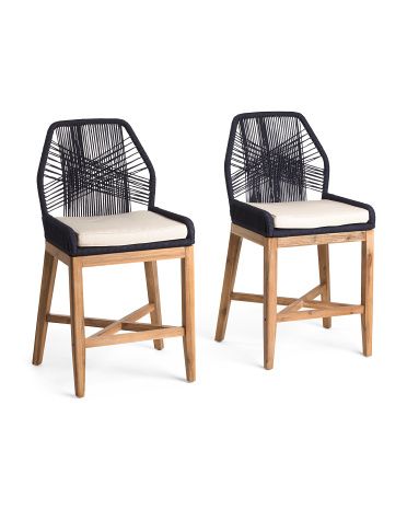 Set Of 2 Rope Cross Weave Counter Stools | TJ Maxx