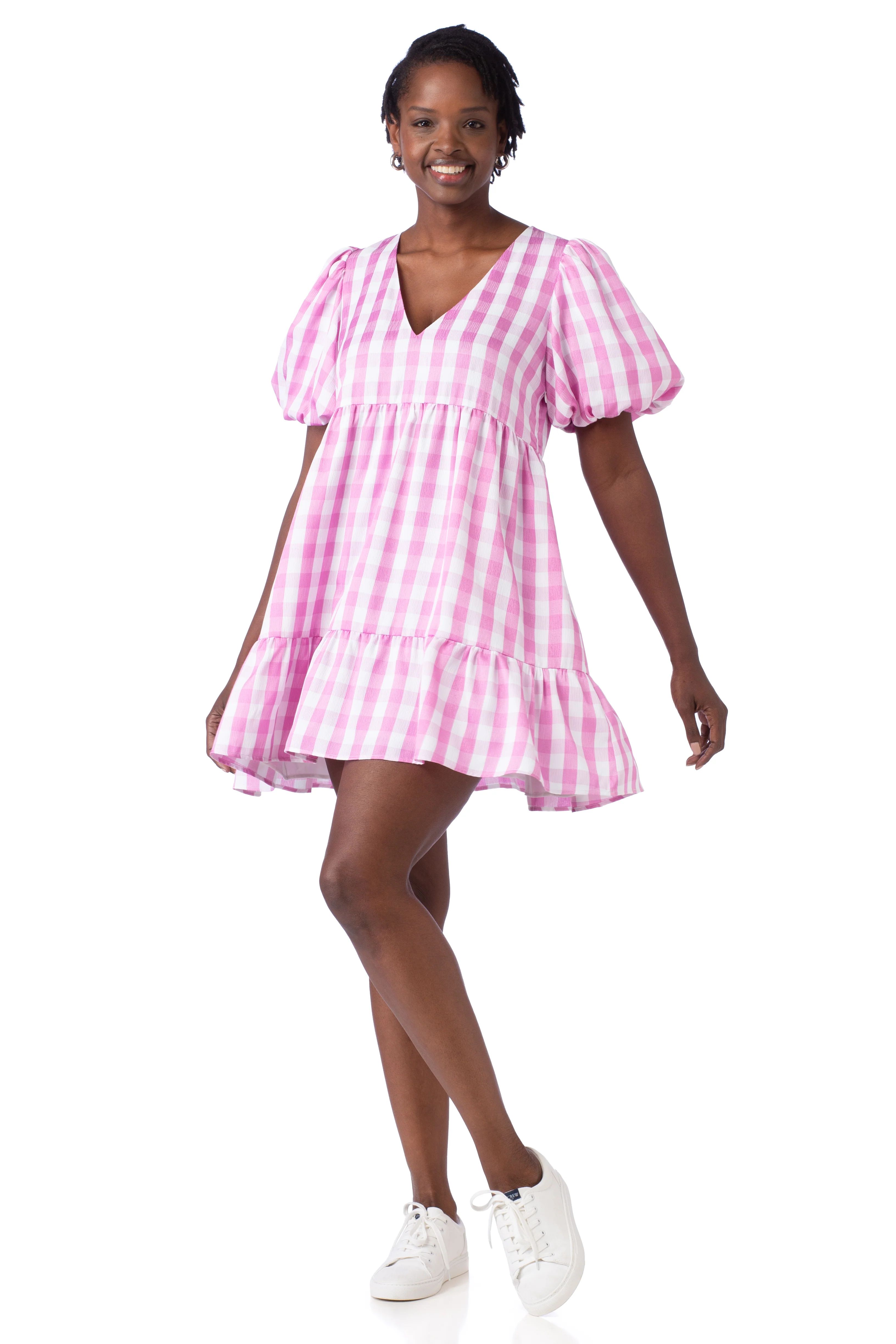 Izzy Dress in Pink Gingham | CROSBY by Mollie Burch