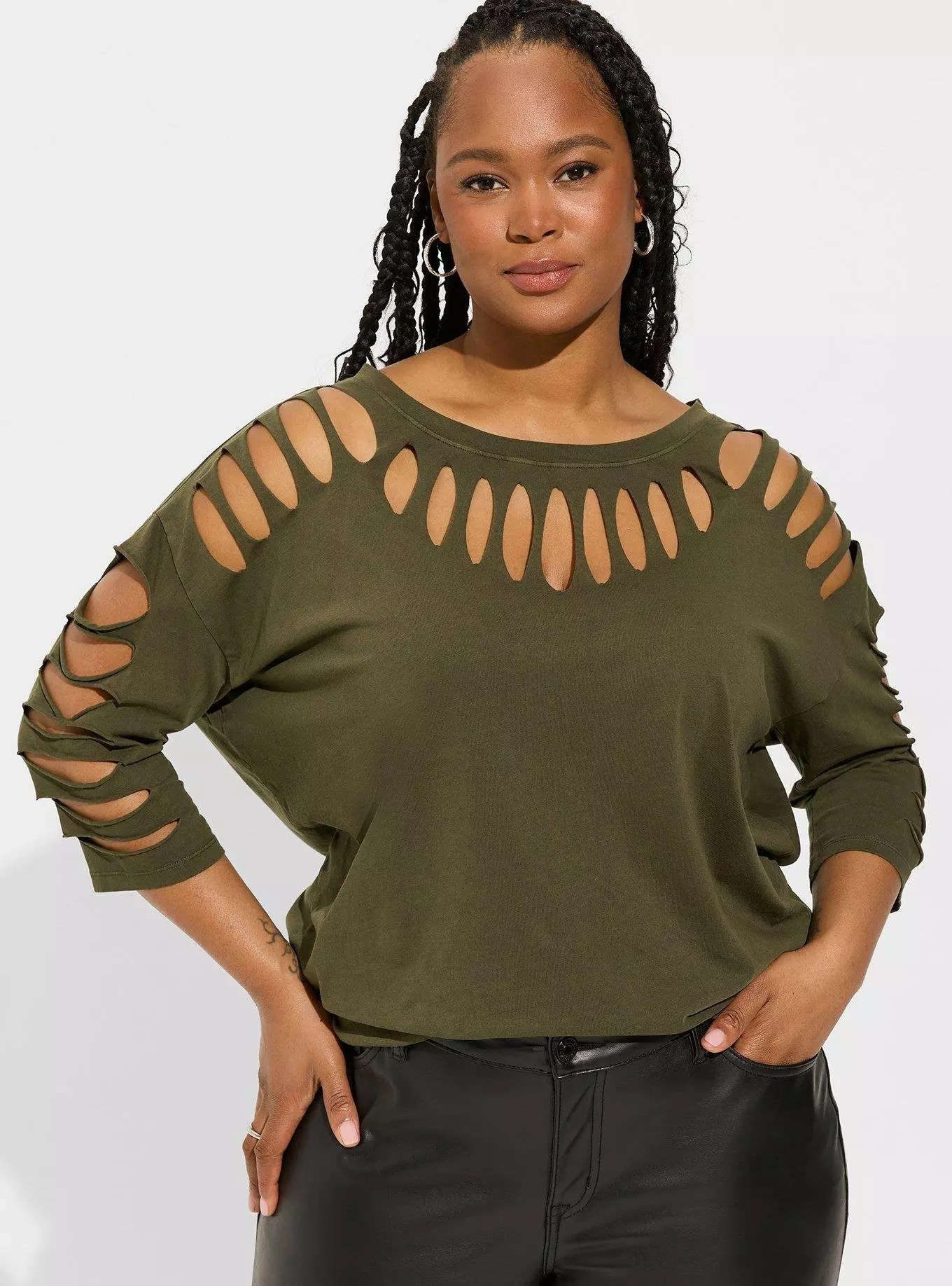Vintage Cotton Jersey Crew Neck Cutout Long Sleeve Tee | Torrid (US & Canada)