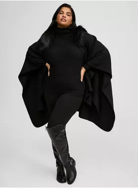 Fur Trim Belted Ruana | Torrid (US & Canada)