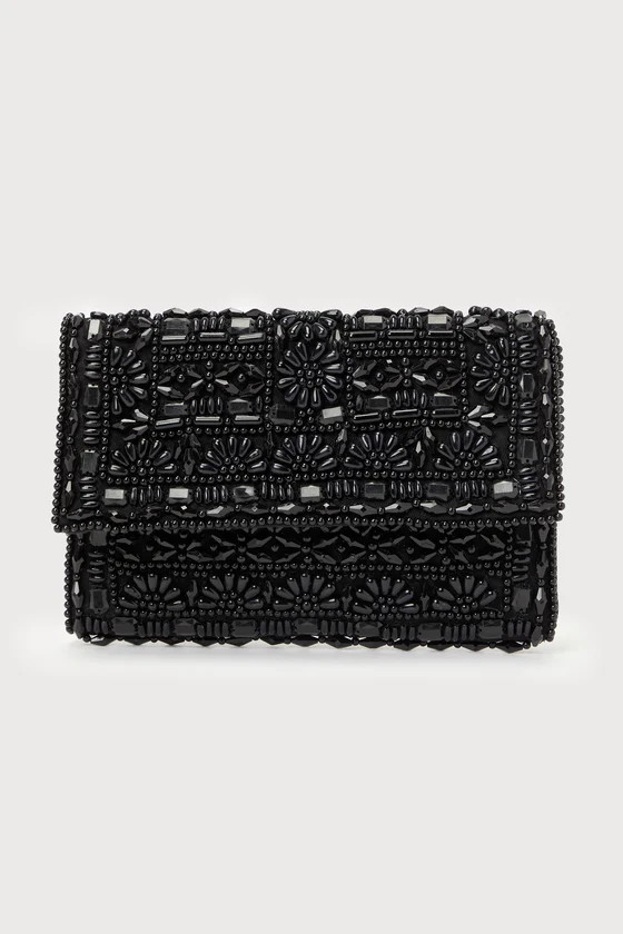 Spectacular Shine Black Beaded Clutch | Lulus (US)