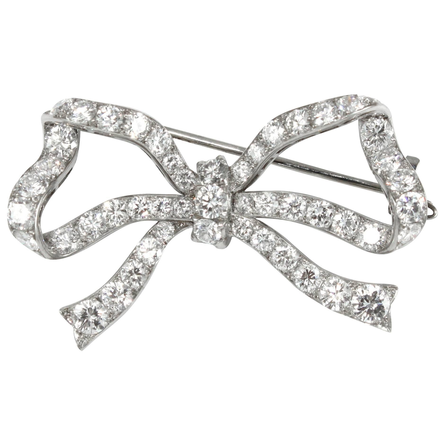 18K Diamond Ribbon Bow Brooch | 1stDibs