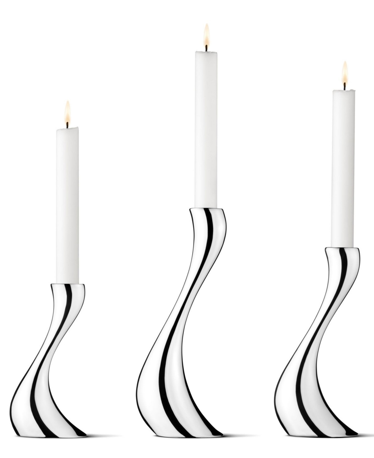 Georg Jensen Cobra candleholder set 3 piece stainless