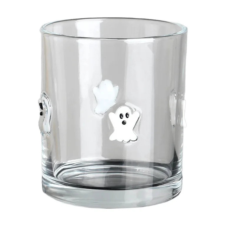 Sulaicai Halloween Icon Embossed Glass Cup, 14oz Pumpkin Ghost Bat Cat Pattern Clear Drinking Cup... | Walmart (US)