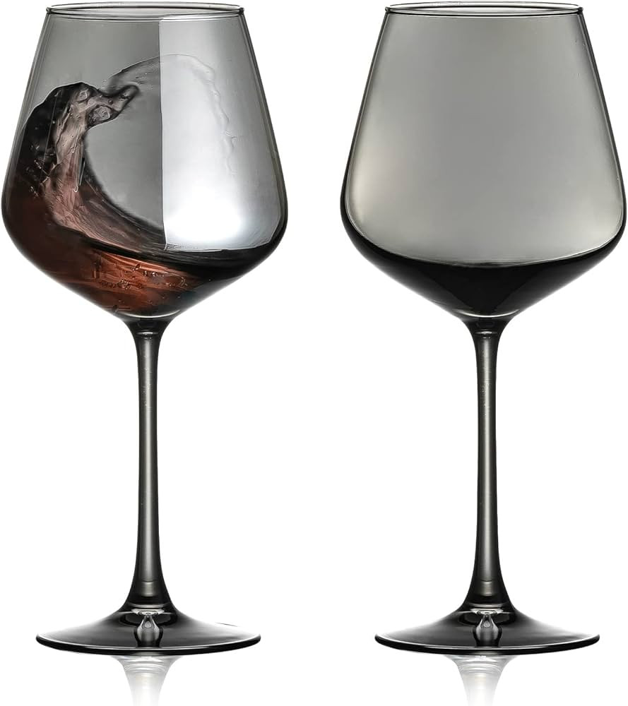 PTSTING Wine Glasses Grey Burgundy Red Wine Glass Large Wine Glass Set of 2 for Wine Tasting, Wed... | Amazon (US)