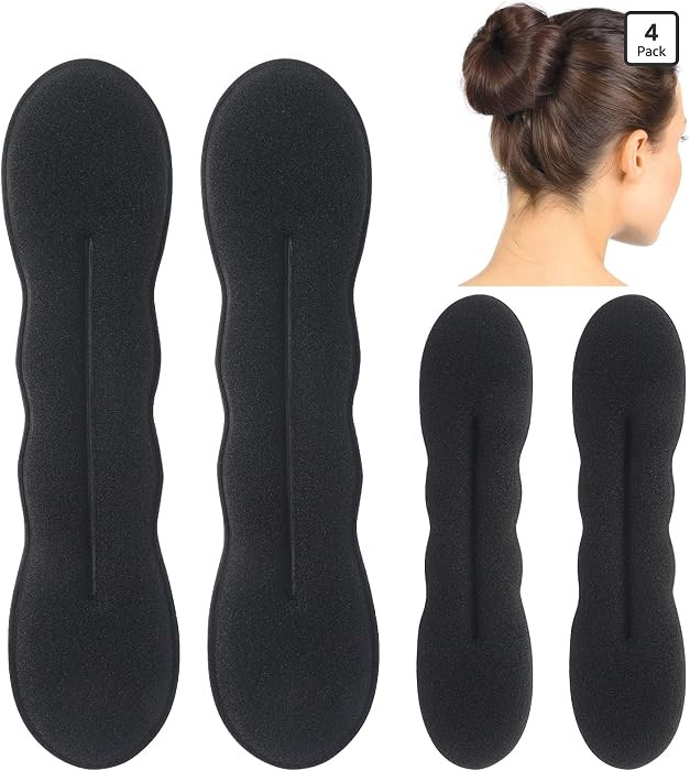 4-Pack Hair Bun Maker for Women - 2 Small & 2 Large Non-Slip Foam Sponge Bun Shapers for Easy Upd... | Amazon (US)