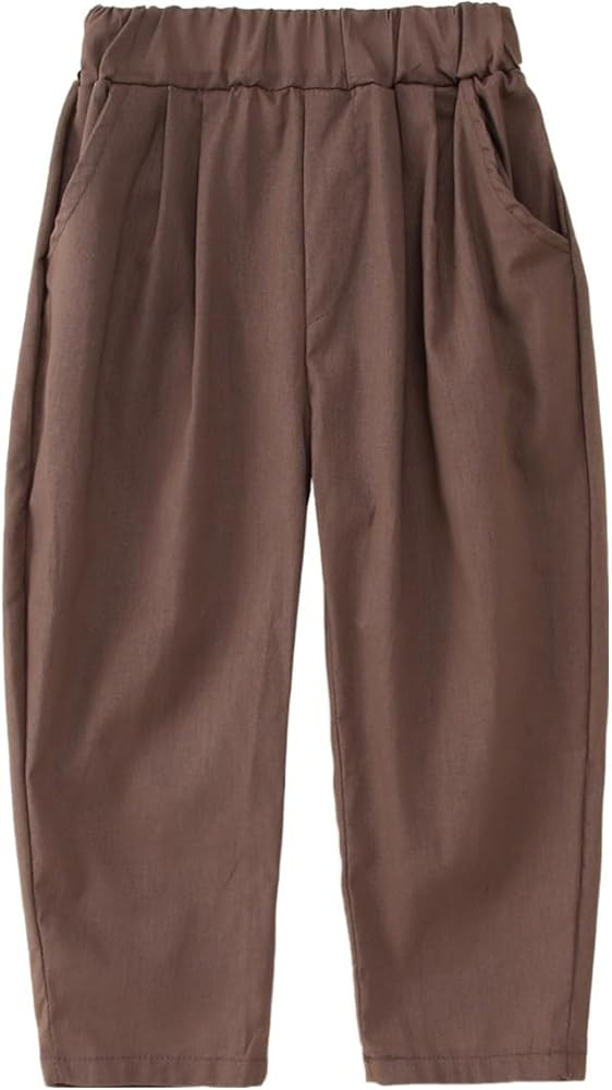IZYJOY Toddler Boy Cotton Linen Pant Basic Solid Color Long Pants with Pockets Kids Summer Fall C... | Amazon (US)