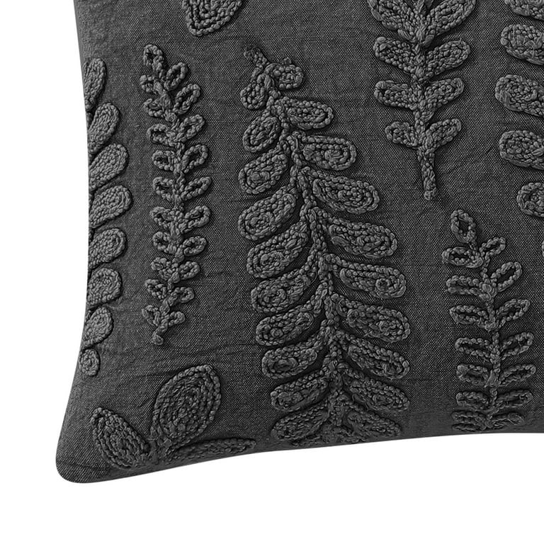 Better Homes & Gardens, Gray Embroidered Botanical Decorative Pillow, Oblong, 14" x 24", Gray, 1 ... | Walmart (US)