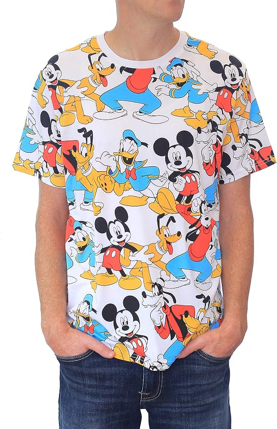 Disney Men's Giant Mickey Mouse Gray Graphic T-Shirt | Amazon (US)