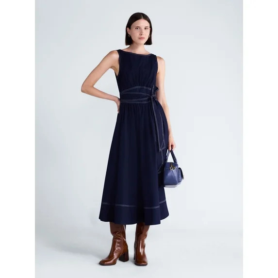 Free Assembly Women's Sleeveless Cotton Boatneck Maxi Dress, Sizes XS-XXL | Walmart (US)