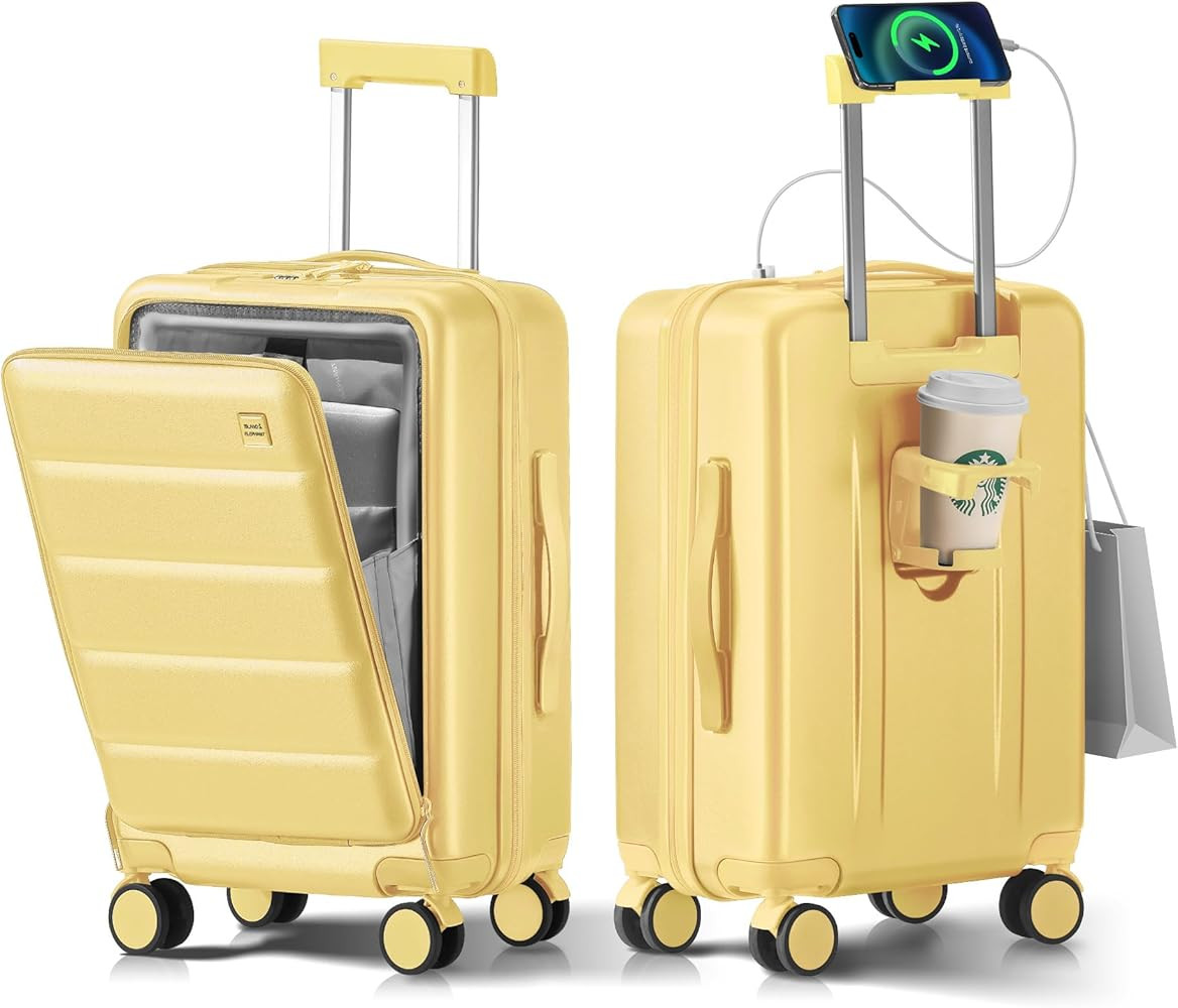 20 IN Carry On Luggage 22x14x9 Airline Approved - Front Pocket Hardside Travel Suitcase Unbreakab... | Amazon (US)