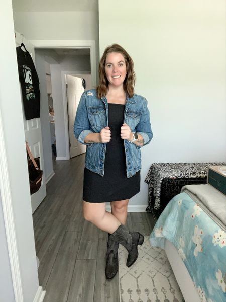 The last look is a favorite of mine for your upcoming country concerts! Take the same LBD, add a denim jacket and your favorite pair of boots for the perfect concert look! Dress runs a bit small, so size up, it does come in a few color options and it is under $50! I’ve also linked the denim jacket and similar black boots! 

#LTKstyletip #LTKmidsize #LTKsalealert
