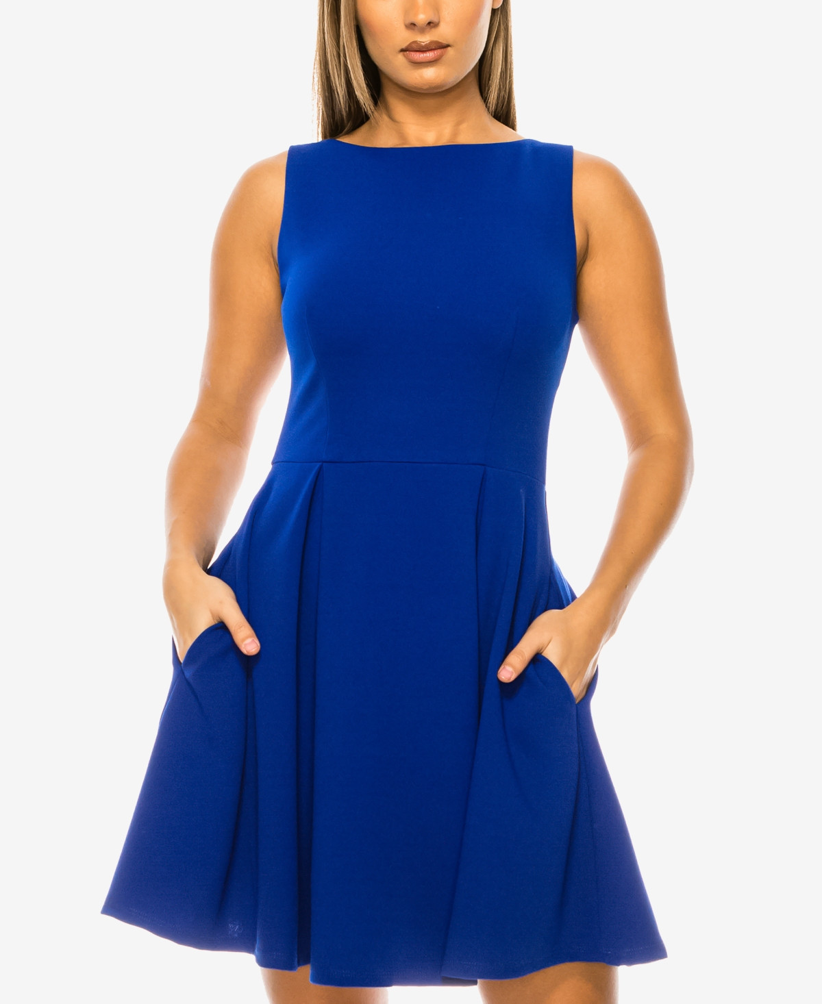 B Darlin Juniors' Sleeveless Pleated A-Line Dress | Macys (US)