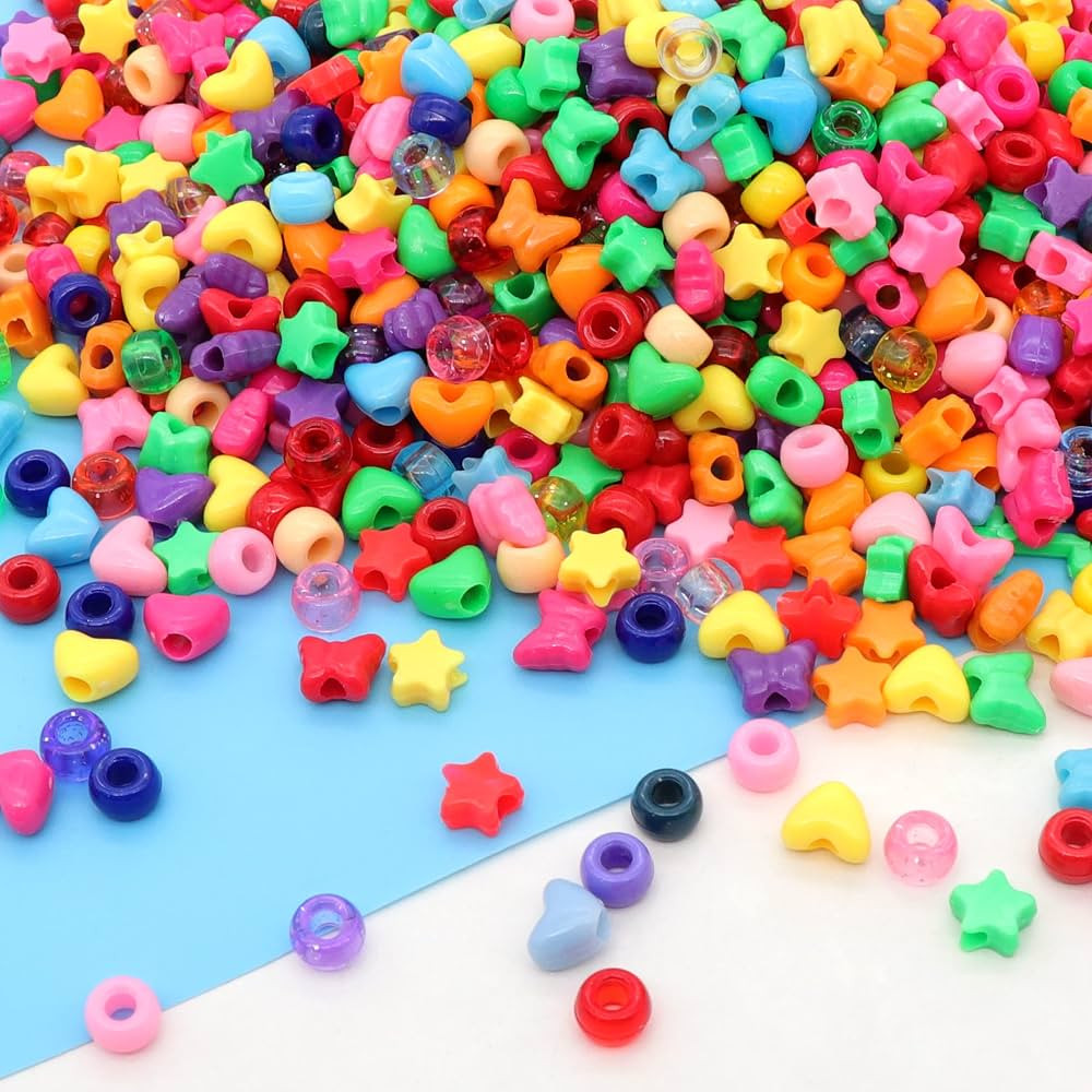900 Pcs Pony Beads Shapes for Bracelet\u3001Jewelry Making\u3001Friendship Bracelets Colourful Pl... | Amazon (CA)