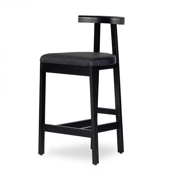 Wraparound Wood & Leather Stool | West Elm (US)