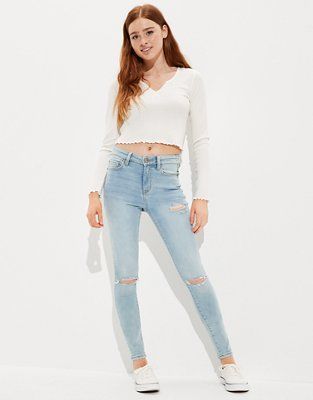 AE Ne(x)t Level Soft Knit Ripped High-Waisted Jegging | American Eagle Outfitters (US & CA)