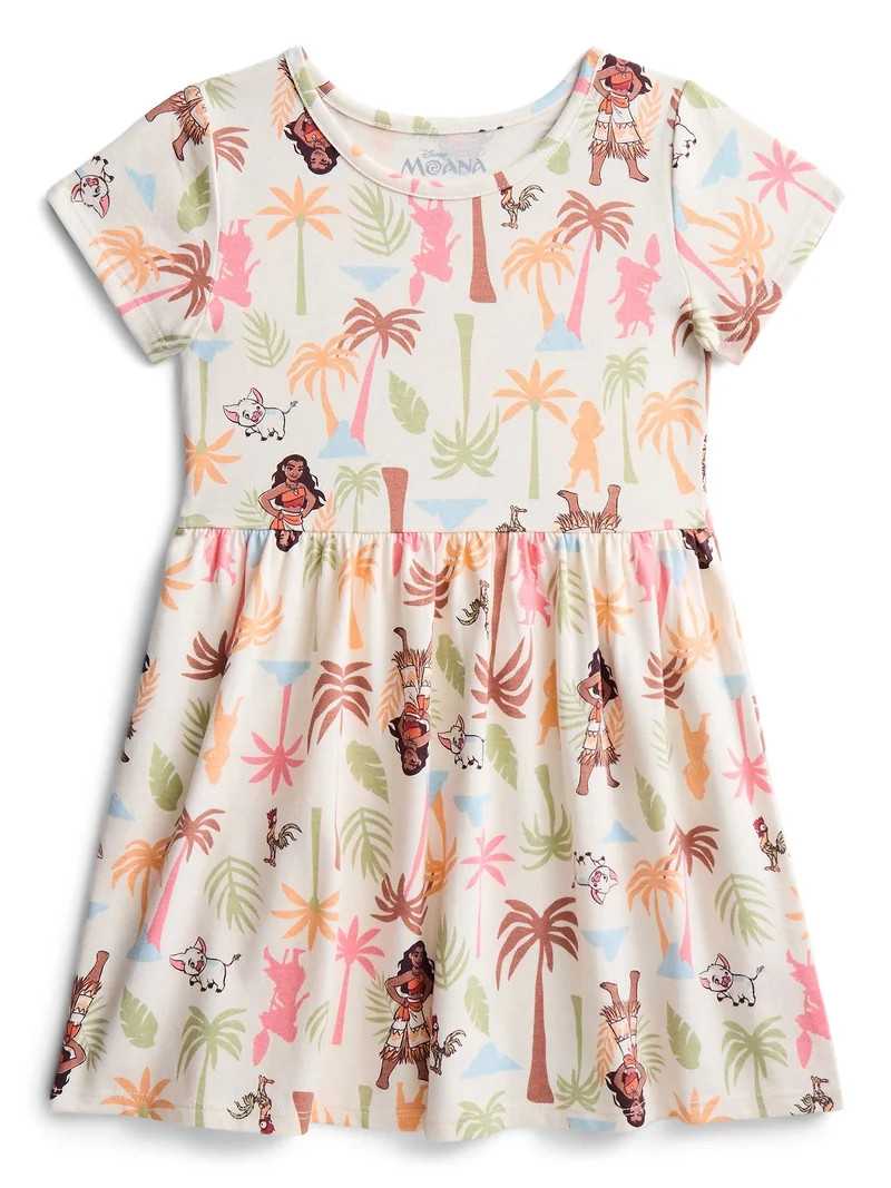 Moana Girls' Allover Print Dress with Short Sleeves, Sizes 4-12 | Walmart (US)