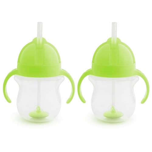 Munchkin Sippy Cup for Toddlers, Weighted Straw | Spill Proof | Transition Handles | 6+ Months | 2 Pack | Amazon (US)