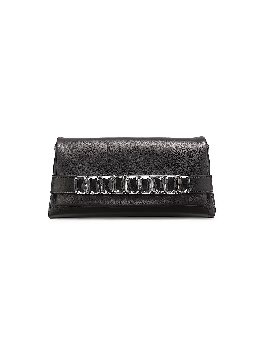 Women's Kya Crystal-Embellished Leather Convertible Clutch - Black Crystal | Saks Fifth Avenue