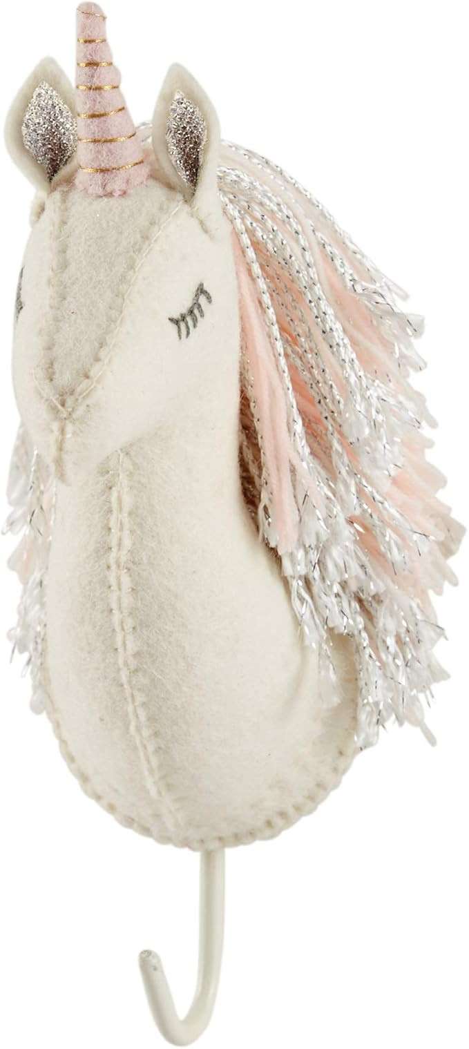 Mud Pie Baby Girl Nursery Decor Mount Hooks Unicorn Wall Hooks (Pink Horn) | Amazon (US)