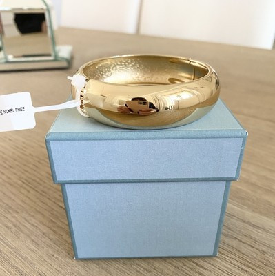 House Of Harlow 1960 Goldtone Hinged Cuff Smooth Bangle Bracelet New | eBay US