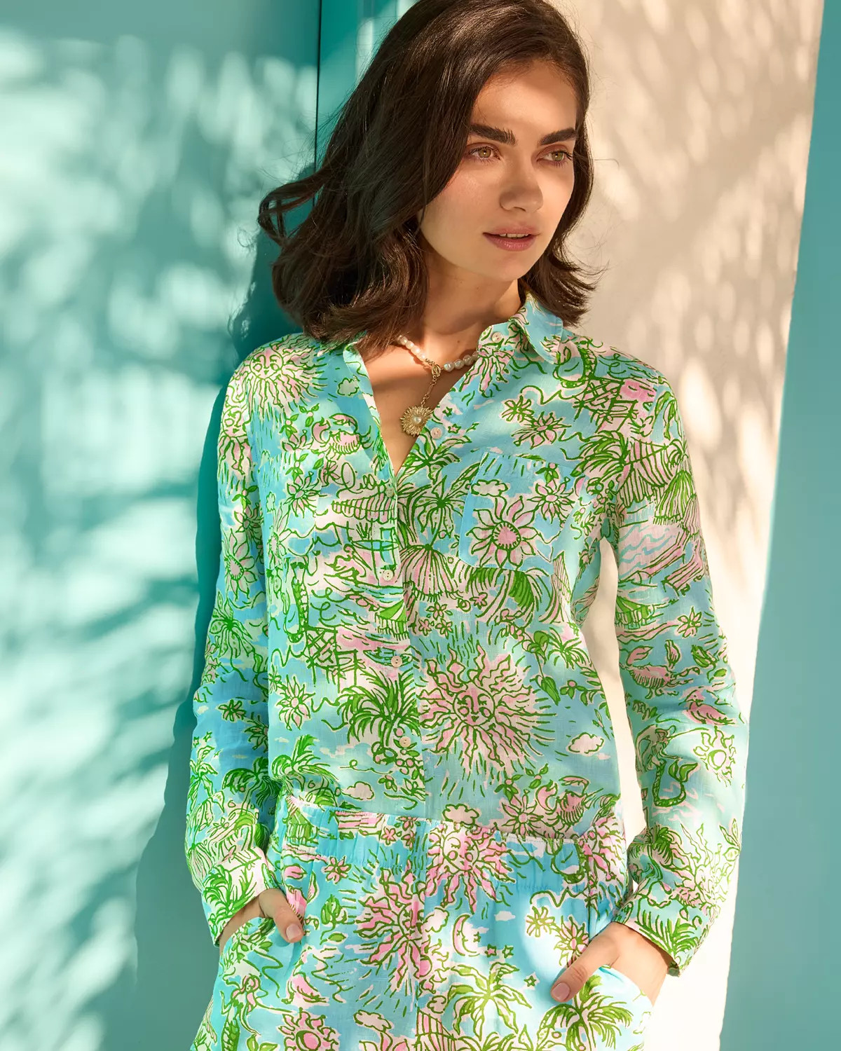 Sea View Linen Button Down Shirt | Lilly Pulitzer