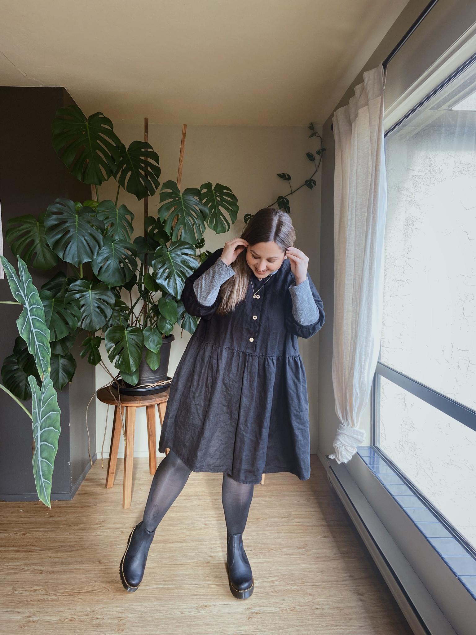 madewell whisper cotton turtleneck (linked)
gldn gothic initial necklace
dress by linenfox - simone dress
sheertex tights
dr martens (linked)


#LTKshoecrush #LTKcurves #LTKunder50