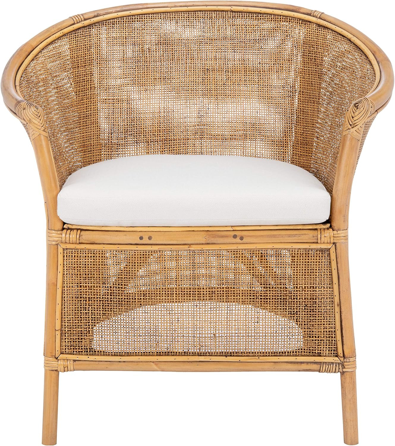 Safavieh Home Collection Jessica Honey Brown Wash Rattan White Cushion Accent Chair | Amazon (US)