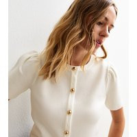Women's Cream Short Sleeve Crew Neck Cardigan New Look | New Look (UK)