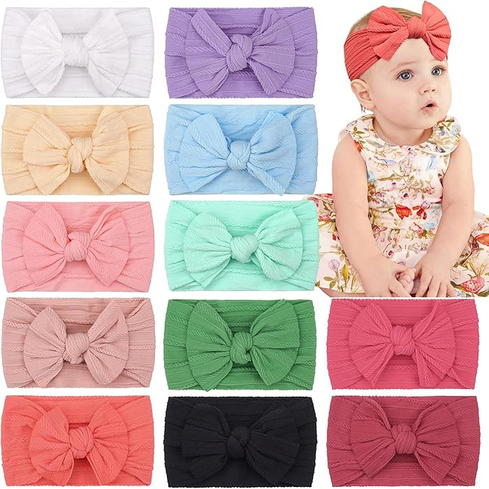 CÉLLOT Super Stretchy Soft Knot Headbands with Hair Bows Head Wrap Hair Accessories For Newborn ... | Amazon (US)