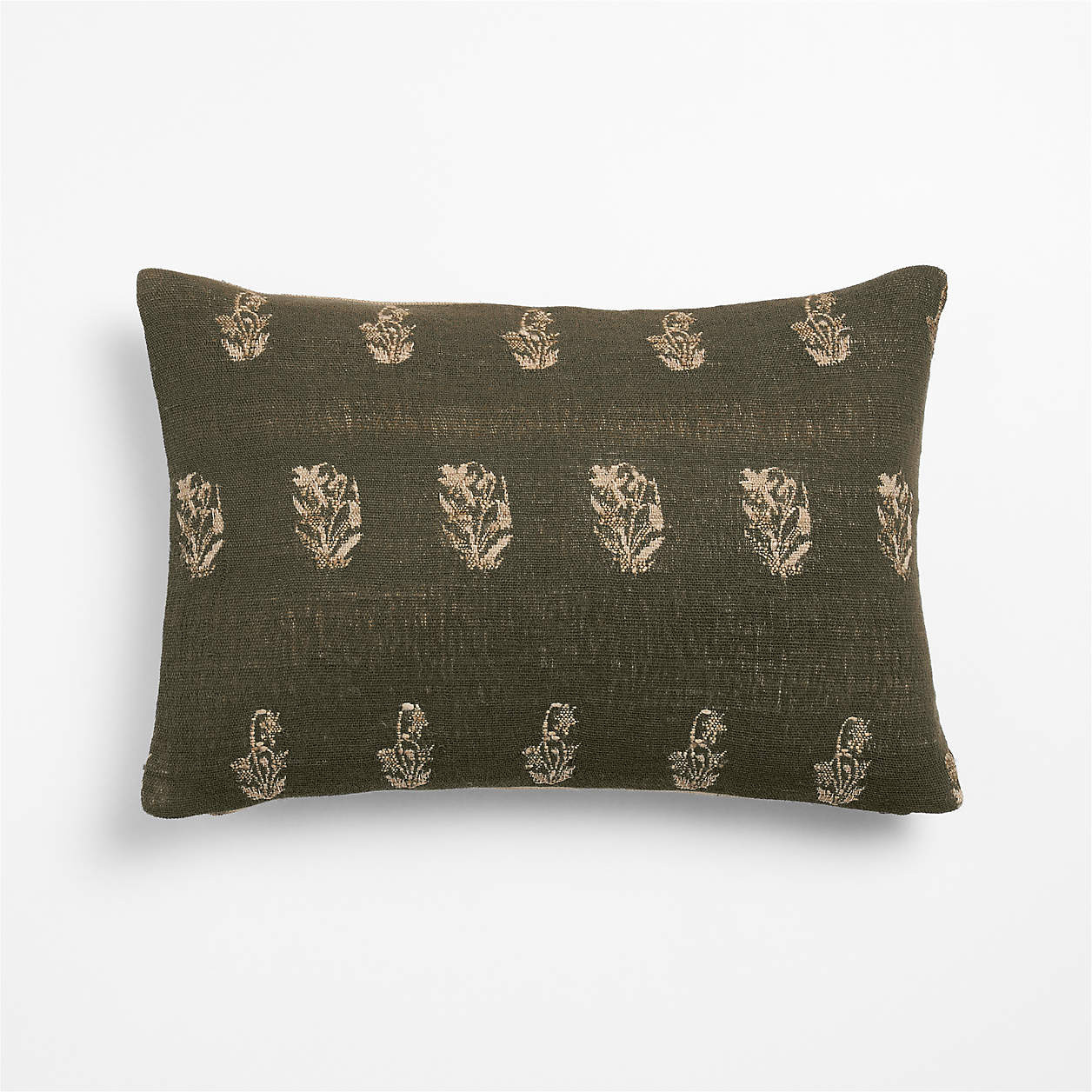 Ivy Cotton Silk Blend 22"x15" Burnt Green Throw Pillow Cover + Reviews | Crate & Barrel | Crate & Barrel