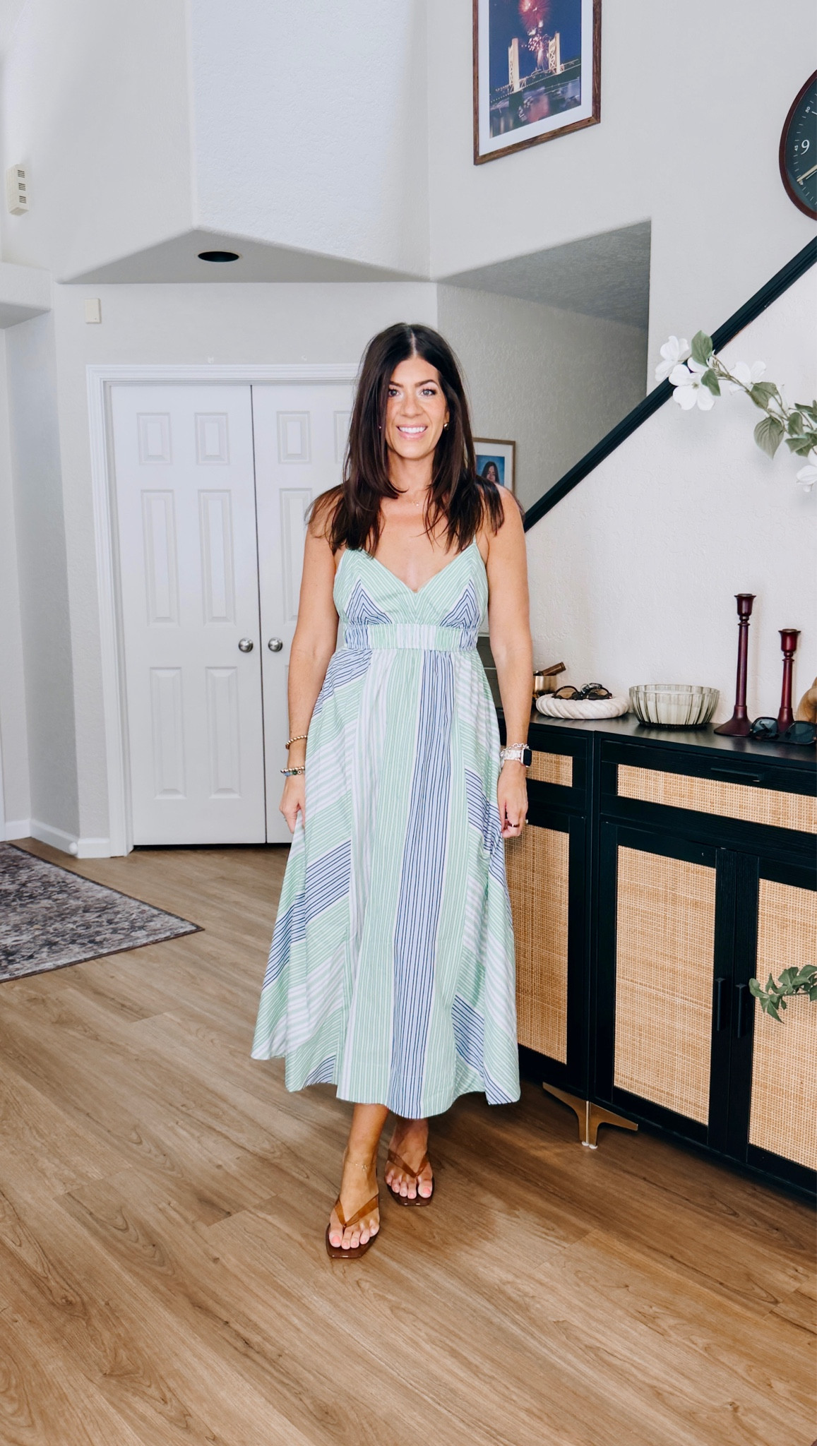 In a medium striped dress

#LTKSaleAlert #LTKMidsize #LTKTall